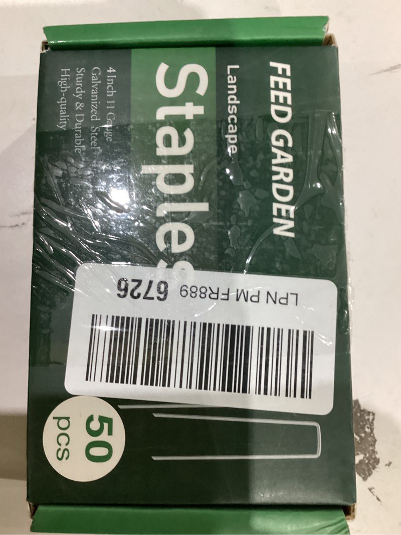 Condition photo showing New/Like New for feed garden 4 inch 50 pack galvanized landscape staples 11 gauge anti-rust garden stakes landscaping fabric sod pins yard stakes for weed barrier fabric
