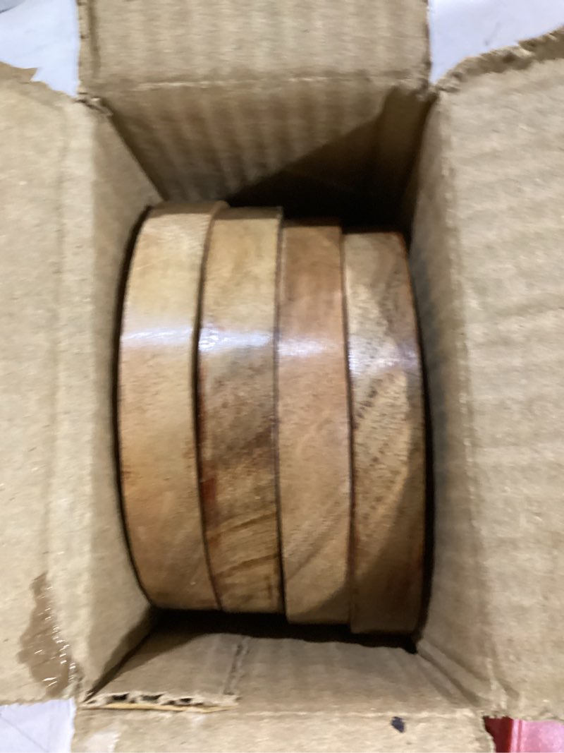 Condition photo showing Good Condition for kaizen casa wooden coasters for drinks - natural acacia wood drink coaster set for drinking glasses, tabletop protection for any table type, set of 4 design 2