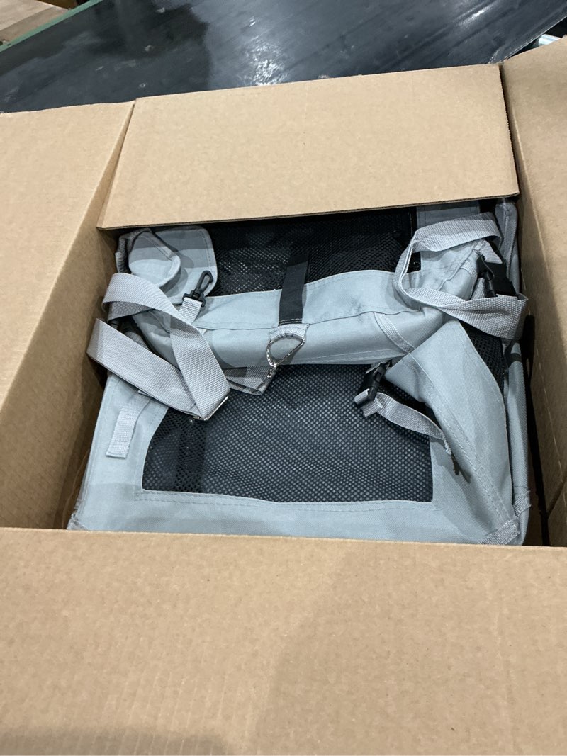 Condition photo showing Good Condition for extra large cat carrier soft sided, portable small dog carrier for 2 cats, 24"x16.5"x16" car travel folding comfortable design with bowl, grey grey without curtain