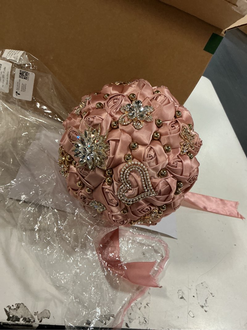 Condition photo showing Good Condition for Bridal Wedding Bouquet Round Holding Bouquet Throw Toss Artificial Rose Flower Bunch for Bride Bridesmaid Wedding Quinceanera(Blush Pink, 8.3") Blush Medium (Dia. 8.3 inches)