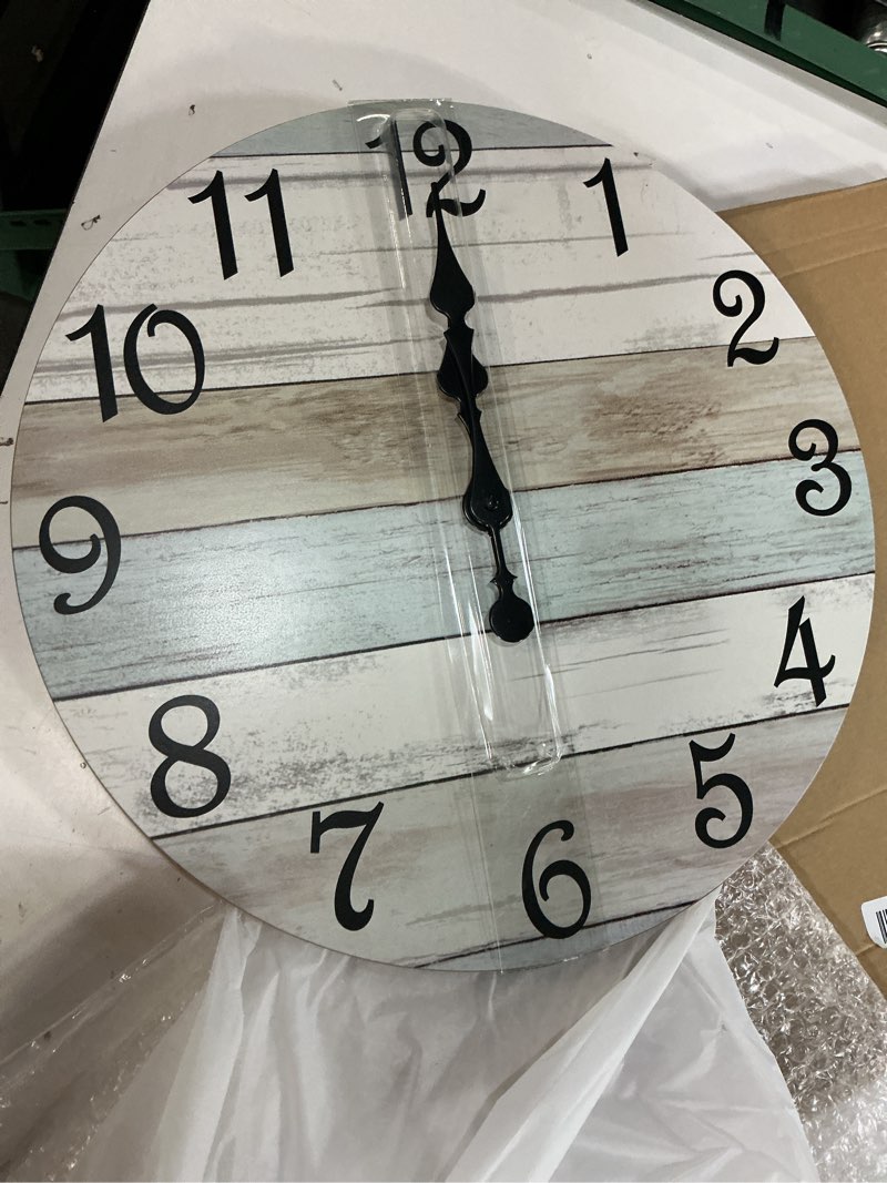 Condition photo showing Good Condition for chylin wall clock - 18 inch silent non ticking wall clocks battery operated, larger clock decorative for living room, kitchen (blue) 18 inch b-white,brown,blue