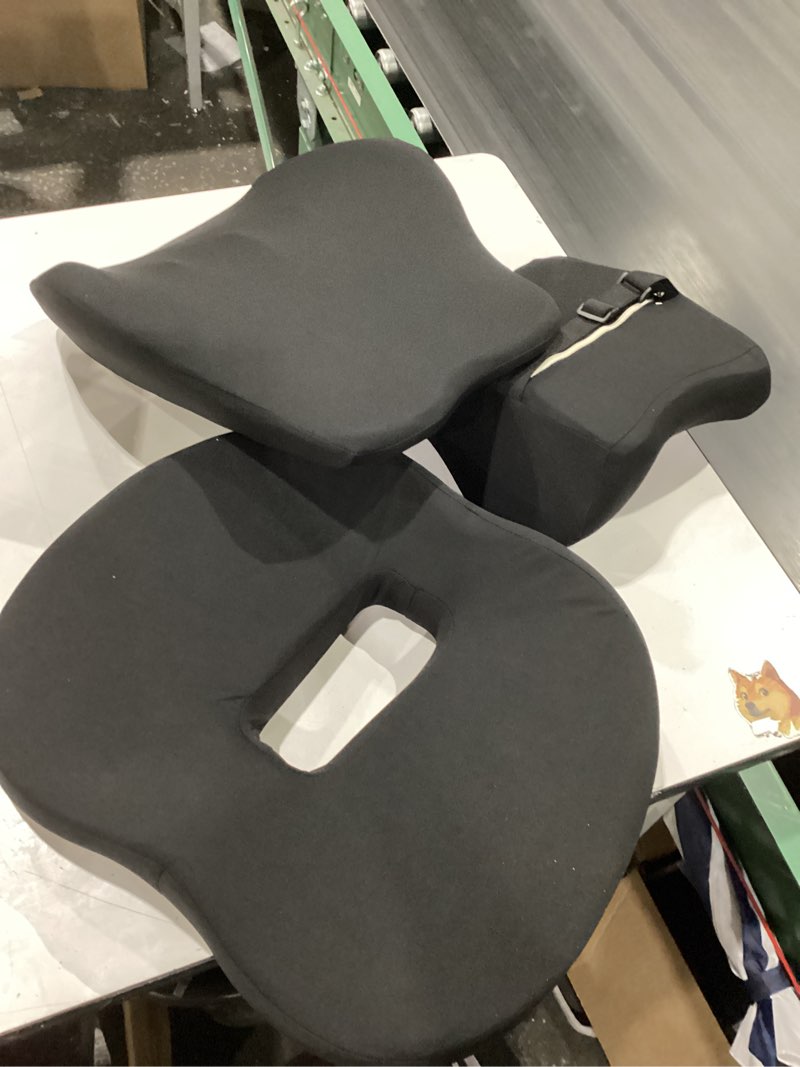Condition photo showing Good Condition for minupwell truck seat cushion, 3pc 100% memory foam seat cushion for truck driver, with back support, semi truck accessories for men seat - 18x14.5x3.5in, lumbar cushion-16.5x15.4x5 black 3pc