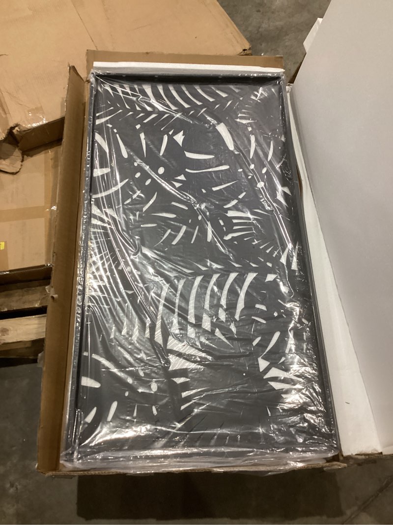 Condition photo showing Good Condition for metal privacy screen outdoor – 72in decorative laser cut steel garden divider panel with tropical leaf design, weatherproof freestanding modern privacy fence for patio, deck, backyard & balcony black & tropical plants