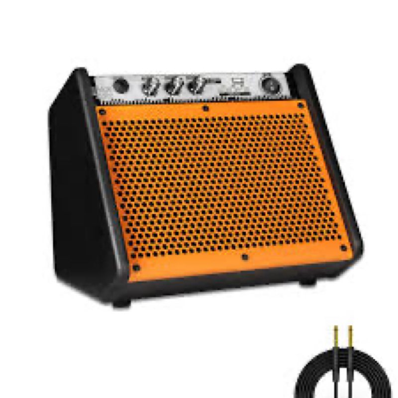 coolmusic drum amplifier 20w, wireless electric drum speaker keyboard amp, mini dm20 portable for home practice (orange