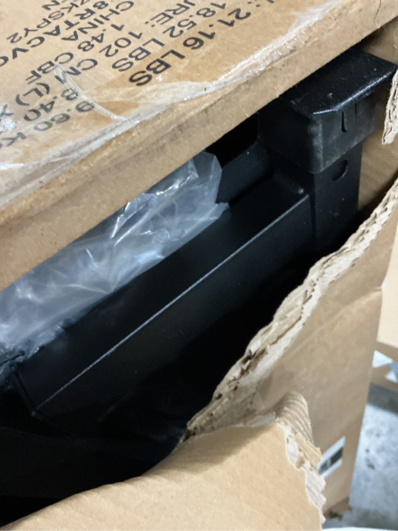 Condition photo showing As Is for Amazon Basics Metal Bed Frame, 9-Leg Support Base for Box Spring and Mattress, King-Size, Tool-Free Easy Assembly, 79.6" x 76" x 7", Black