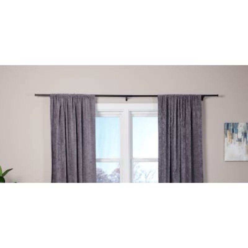 Origin 21 36-in to 72-in Matte Black Iron Single Curtain Rod with Finials Item #5276586 | Model #W3003SMB