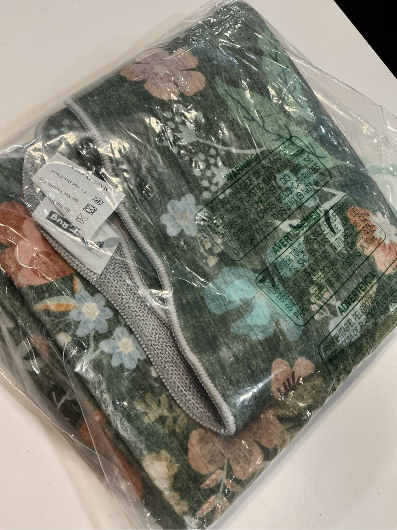 Condition photo showing Good Condition for Washable 2x8 Hallway Runner Rug: Water-Resistant Kitchen Rug Soft Bedroom Carpet Non-Slip Indoor Hardwood Floor Mat for Entryway Bathroom Dining Room Boho Decorative Home Decor(2x8, Floral/Green) 2' x 8' (Rectangular) Green/Floral