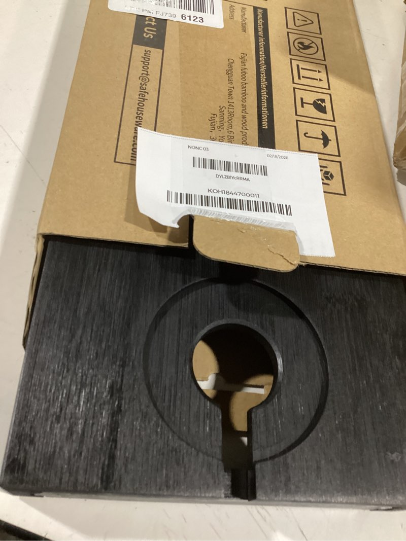 Condition photo showing Good Condition for Utoplike Bamboo Bathtub Tray Black, Adjustable Bath Caddy Table for Tub, Bathroom Organizer with Book Tablet Wine Glass Cup Towel Holder 19.8-33.5 in Black