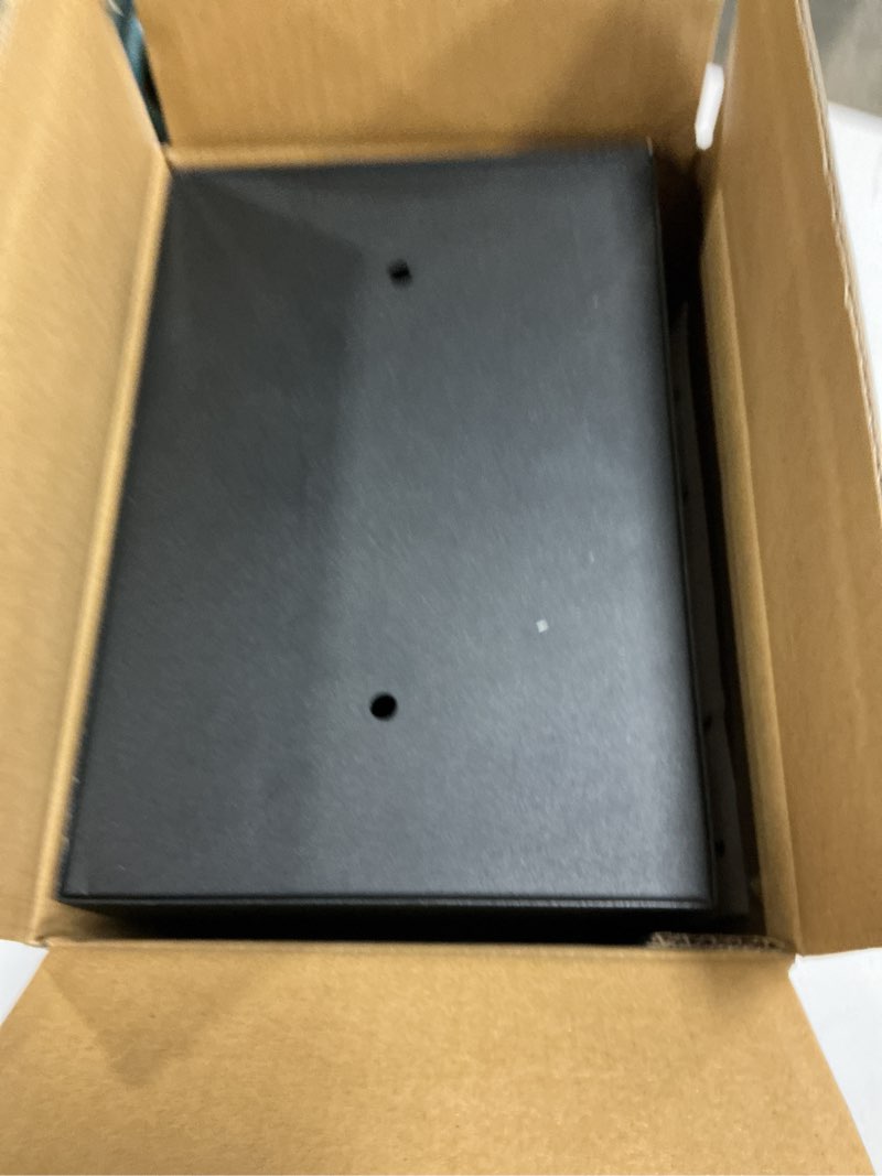 Condition photo showing As Is for pen + gear small digital safe with electronic lock and backup key in black model 17scm