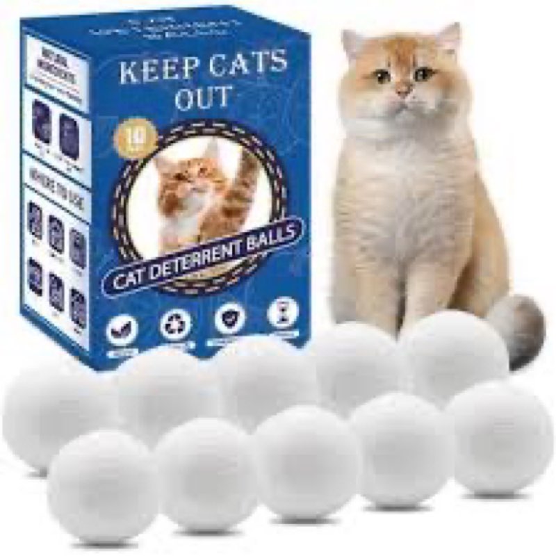 Cat Deterrent Outdoor & Indoor: 10Pack 100% Natural Cat Repellent Essential Oils Ball, Keep Cats Off