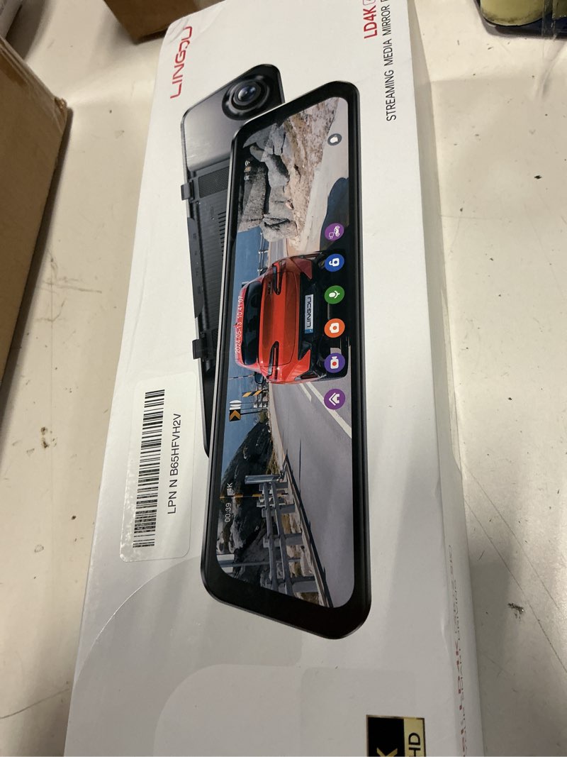 Condition photo showing New/Like New for 12" mirror dash cam, 4k uhd front and 2.5k rear view dash camera for car, with adas bsd lca smart mode, gps, g-sensor, loop recording, parking monitor, voice control, 5.8ghz wifi ld4k: 64g