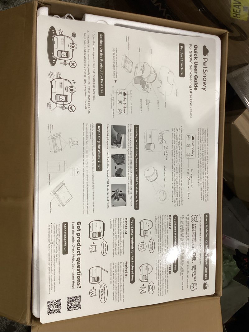 Condition photo showing New/Like New for petsnowy self-cleaning automatic cat litter box with odor control tio2 system, robot litter box with auto-packing, app control, large cats & multiple cats (2026 premium version) brown
