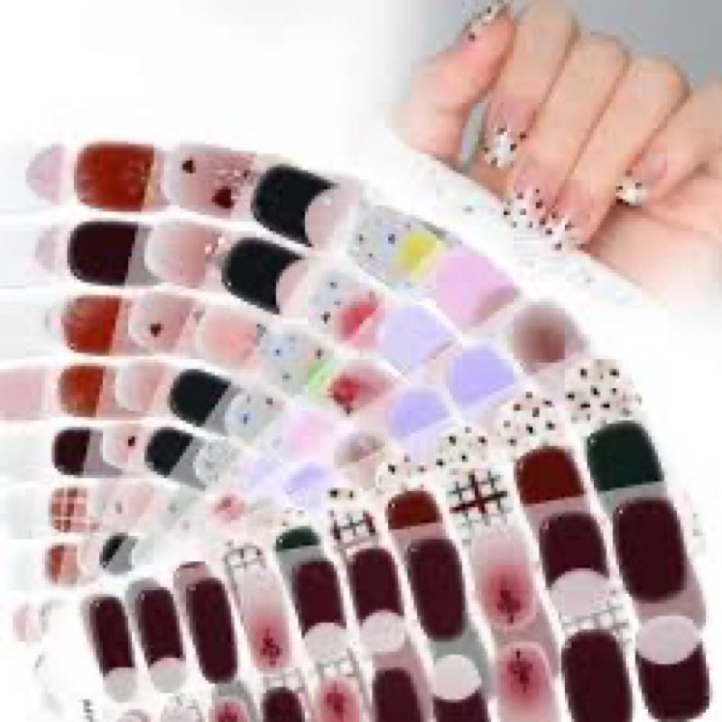 Assorted of Semi Cured Gel Nail Strips, Black | 196 pcs Gel Nail Strips Work with Any UV Lamp, Salon Quality UV Nails Stickers, Easy to Apply for Home Nails DIY