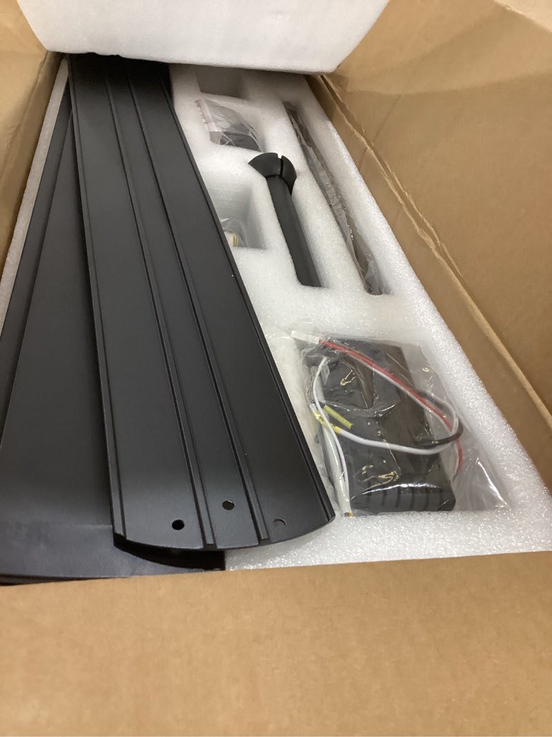 Condition photo showing Good Condition for ohniyou 60" industrial ceiling fan with lights - remote & app control, dimmable, dc motor, outdoor fan with aluminum blades for patio living room, black black 60 inch with light