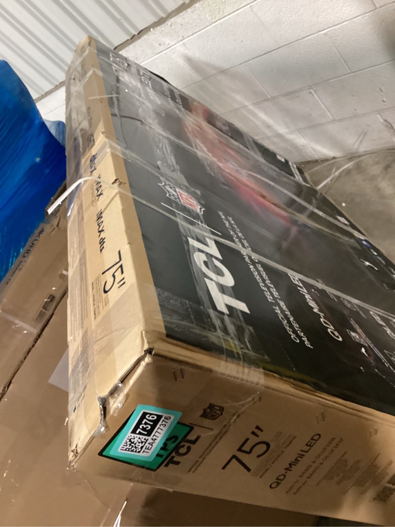 Condition photo showing As Is for broken for  pieces and parts only ftcl 75 inch class qm7k series | mini led qled 4k hdr | 75qm7k, 2025 model | 120hz-144hz anti reflective screen smart google tv dolby atmos onkyo audio | voice remote alexa gaming streaming television 75 inchesrr