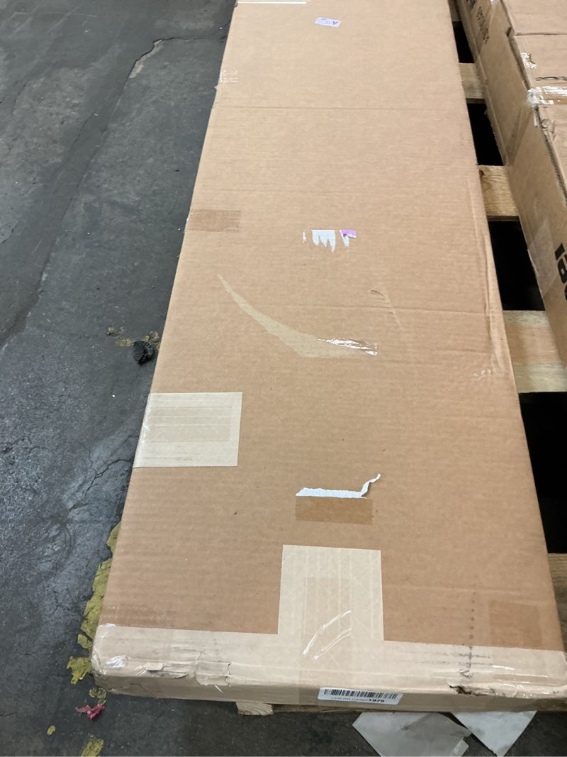 Condition photo showing As Is for (incomplete) (only 1 box of 2 ) prepac stylish flat wood panel headboard for queen size beds, simplistic wooden queen headboard 2.25\" d x 64.5\" w x 48\" h, black, bhfq-1301-1 black queen bed