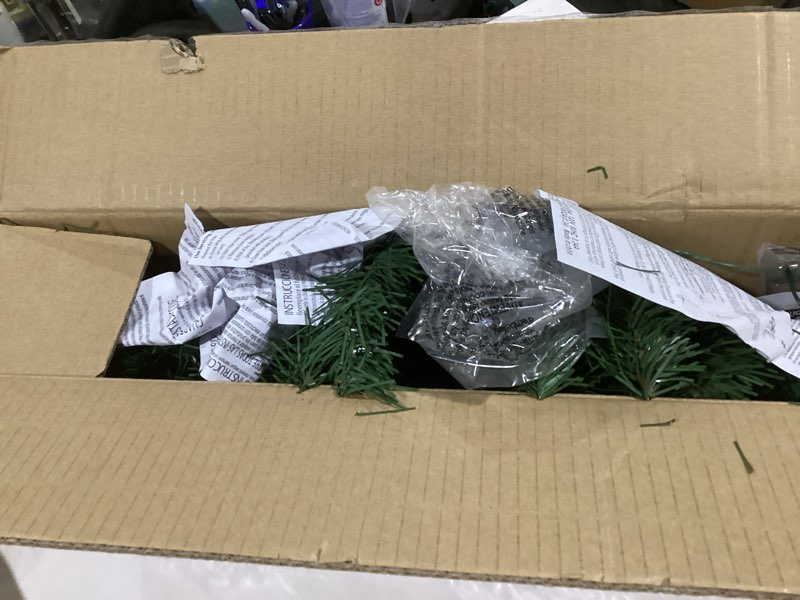 Condition photo showing As Is for Jutom 13.2 ft Christmas Garlands with 16.4 ft LED Lights Artificial Cedar Garland Xmas Pine Greenery Garland Decoration for Stairs Fireplace Mantel Front Door Porch Holiday Party(Green)