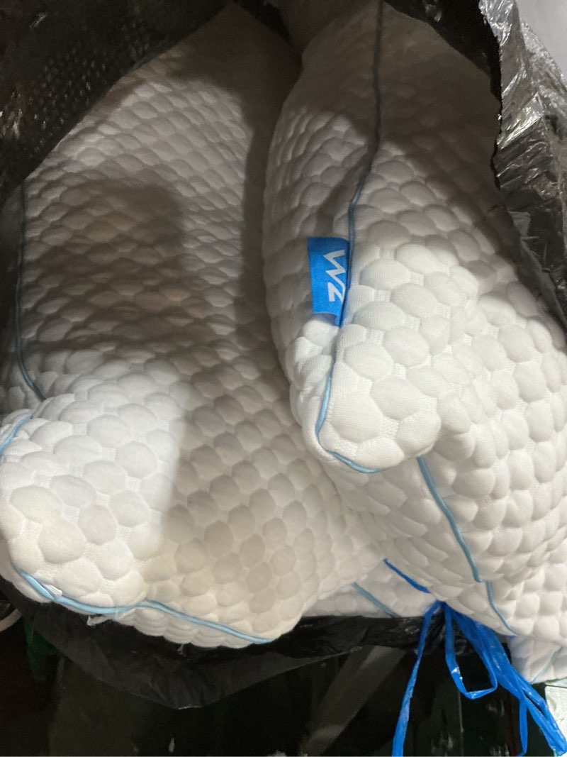 Condition photo showing As Is for VVZ Cooling Bed Pillows King Size Set of 2, Shredded Memory Foam Pillows for Side Back Stomach Sleepers, Luxury Cool Gel Adjustable Firm Bed Pillows for Sleeping 2 Pack King Size 20 x 36 Inches