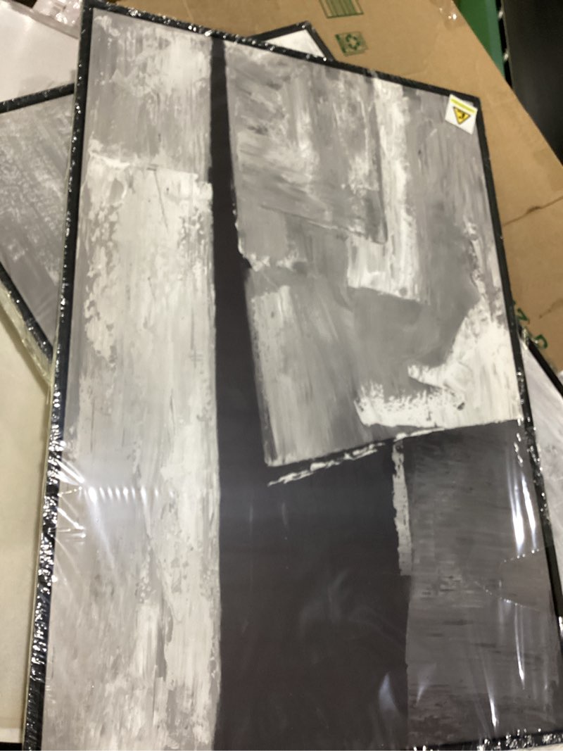 Large Framed Black and White Gray Abstract Wall Art, 3 Piece Modern Canvas Prints Paintings Artwork 