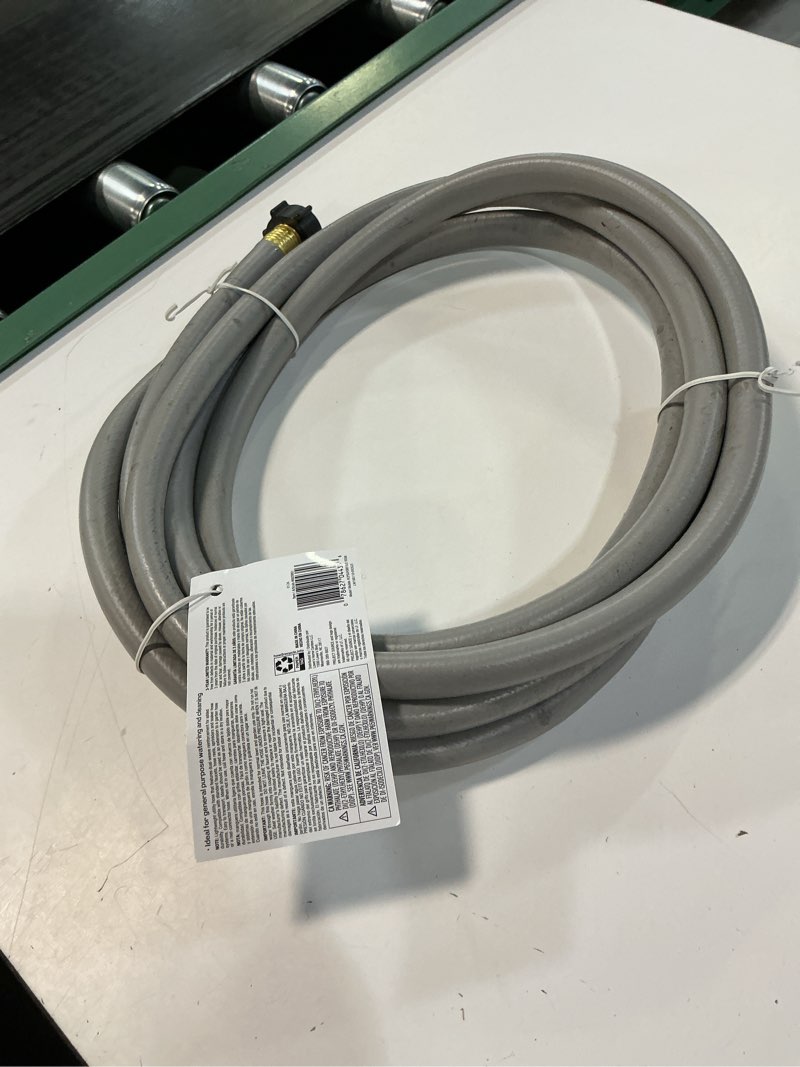 Condition photo showing As Is for project source project source 5/8-in x 15-ft light -duty vinyl gray hose