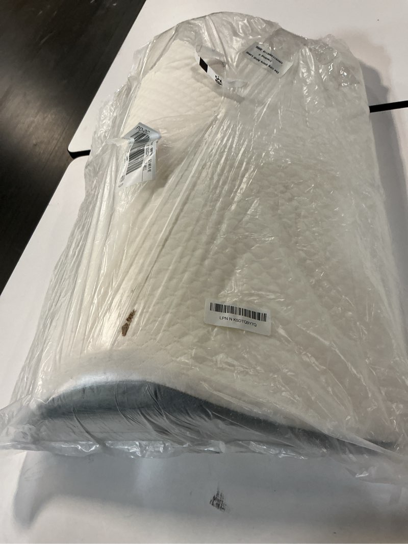 Condition photo showing Good Condition for Memory Foam Knee Pillow, Quilted White Cover with Gray Base, Orthopedic Support