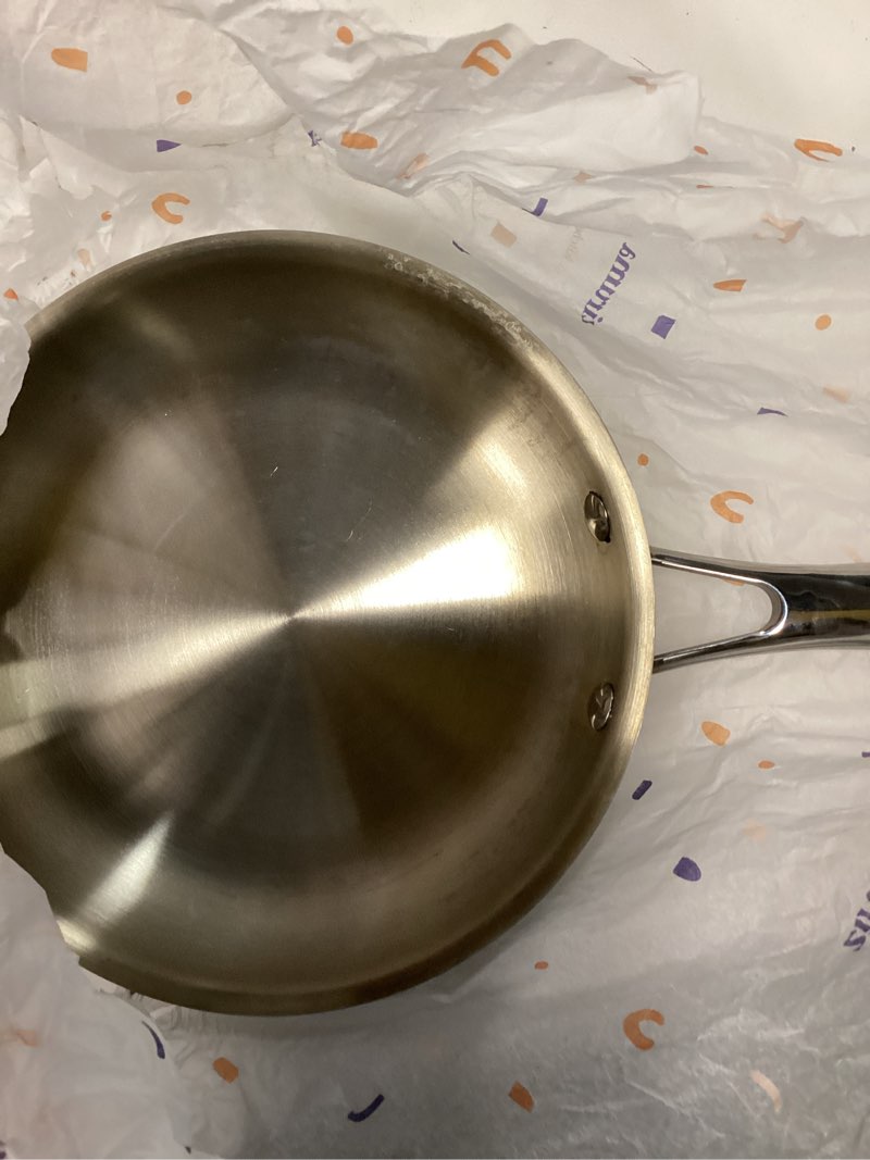 Condition photo showing Good Condition for ziruma non-toxic stainless steel frying pan, pfoa-free, tri-ply, 8 in | 316 surgical steel, heavy metal-free. no pfoa or ptfe. fully clad tri-ply, even heat. induction & oven safe to 500°f. 8 inches