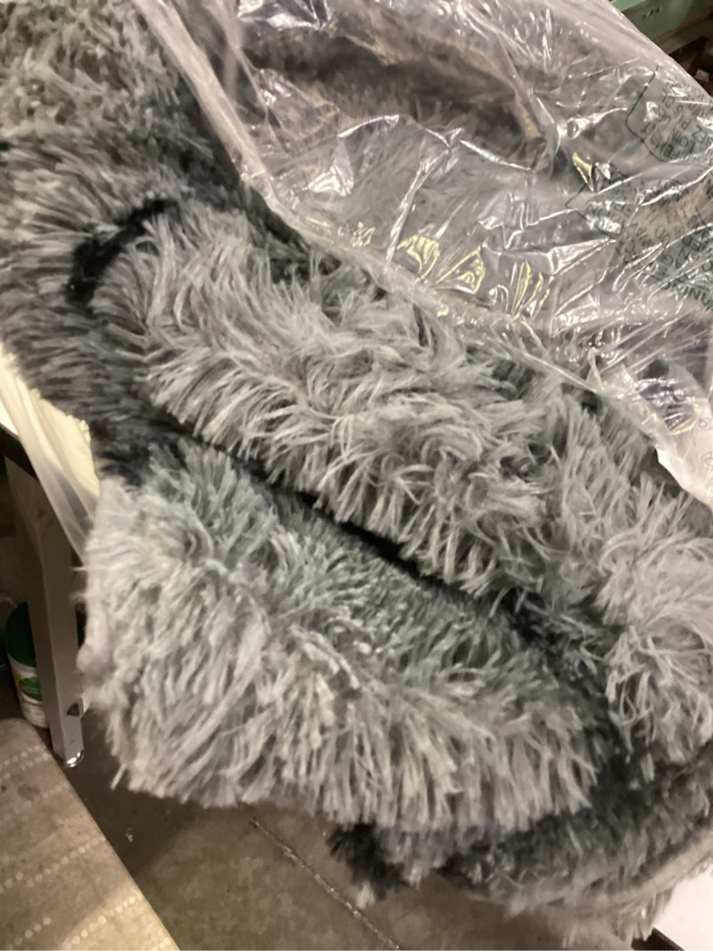 Condition photo showing As Is for ONASAR 7x9 Area Rugs for Living Room Bedroom, Washable Large Fluffy Grey and Black Throw Rug, Geometric Soft Plush Shaggy Floor Carpet for Nursery Kids Girls Boys Teen Dorm Home Decor Aesthetic 7' x 9' (Rectangular) 1- Grey / Black