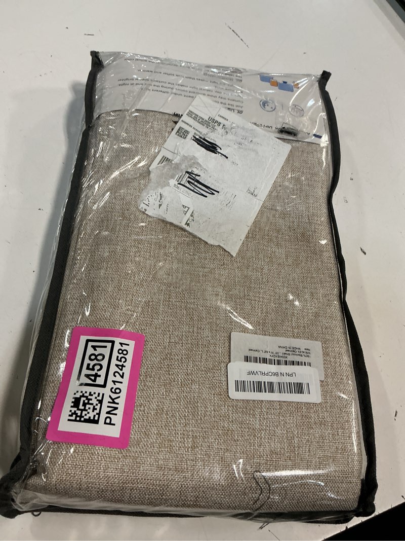 Condition photo showing New/Like New for 100% blackout shield linen blackout curtains for bedroom 63 inches long, back tab/rod pocket living room drapes, thermal insulated blackout curtains 2 panels set, 50" w x 63" l, oatmeal oatmeal 50"w x 63"l (pack of 2)