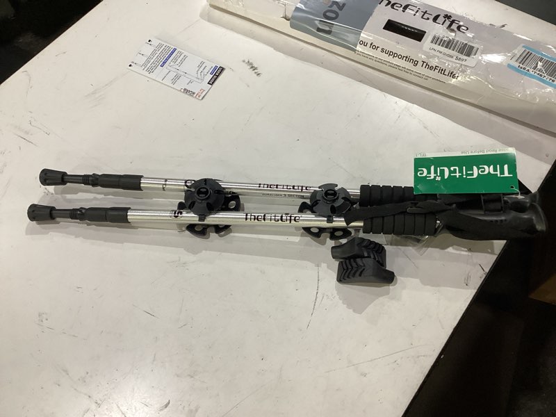 Condition photo showing Good Condition for thefitlife nordic walking trekking poles - 2 sticks with anti-shock and quick lock system, telescopic, collapsible, ultralight for hiking, camping, mountaining, backpacking, walking, trekking silver