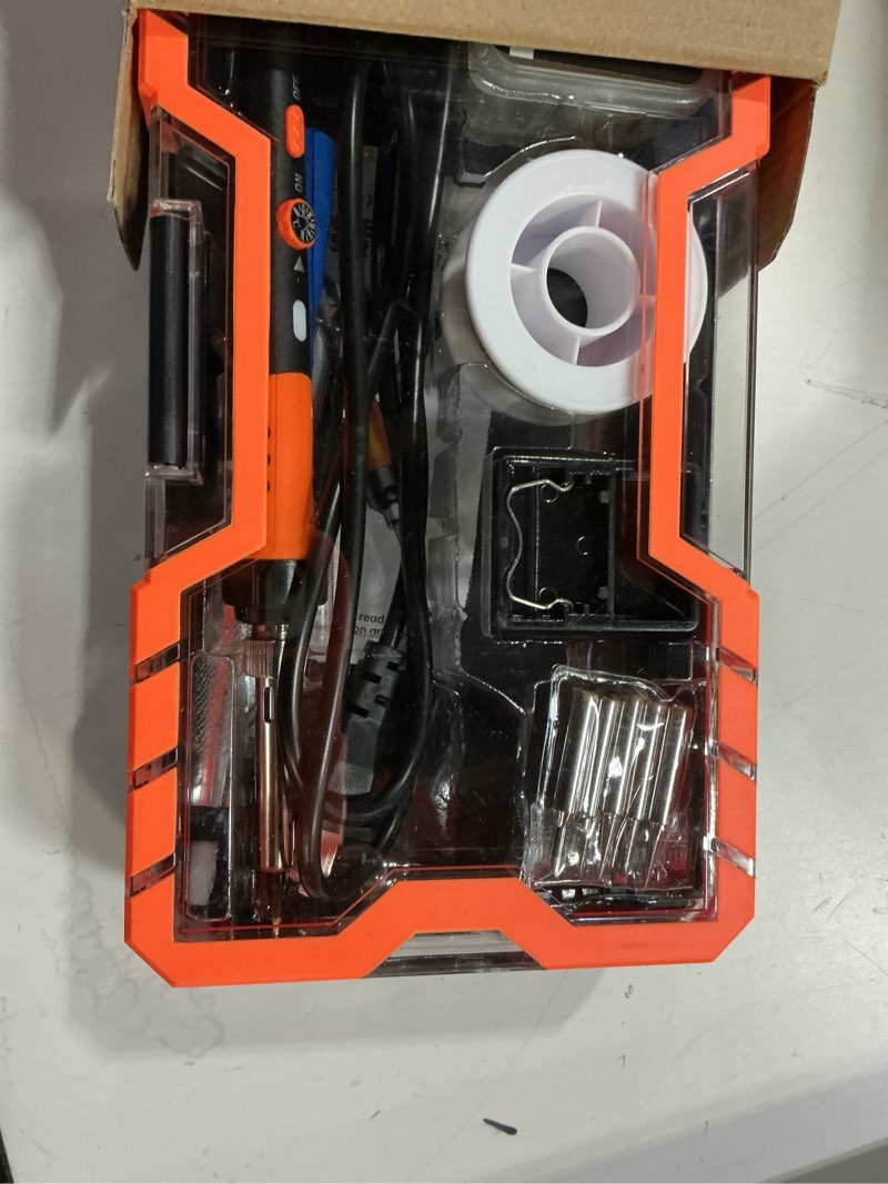 Condition photo showing Good Condition for Soldering Iron Premium Kit, 60W Soldering Gun with Ceramic Heater, 12-in-1 Soldering Tool, Adjustable Temperature 200 to 450°C, Includes Soldering Iron Tip, Solder Wire, Pump and Paste ?orange
