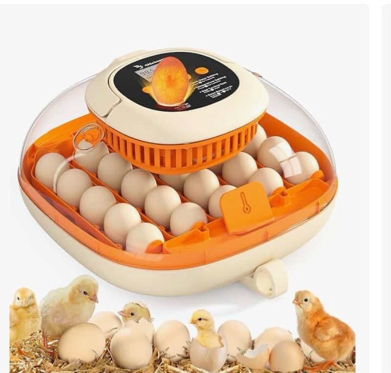 chickcozy 25 egg incubator, automatic egg turner with thermometer seat and humidity control, egg can