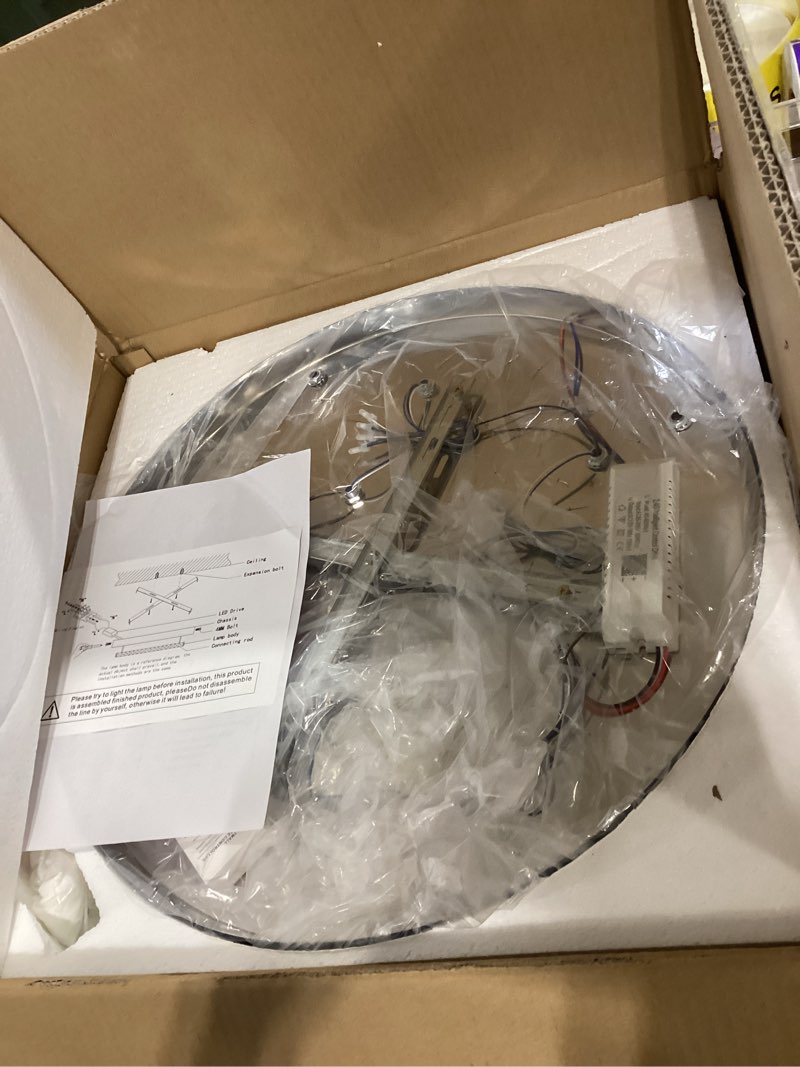 Condition photo showing Good Condition for frixchur 19.7" modern crystal chandeliers crystal ceiling light led remote control chandelier light fixture for bedrooms living room dining room lights (dimmable)
