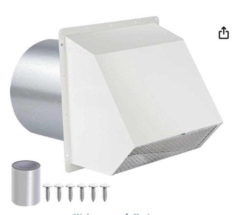 8 Inch Hooded Wall Vent Exhaust with Damper and Screen,Outdoor Wall Exhaust Vent Cover Cap for Kitchen Range Hood Dryer Round Duct Exterior Ventilation and Air Exhaust,Galvanized Steel,white 8 Inch white