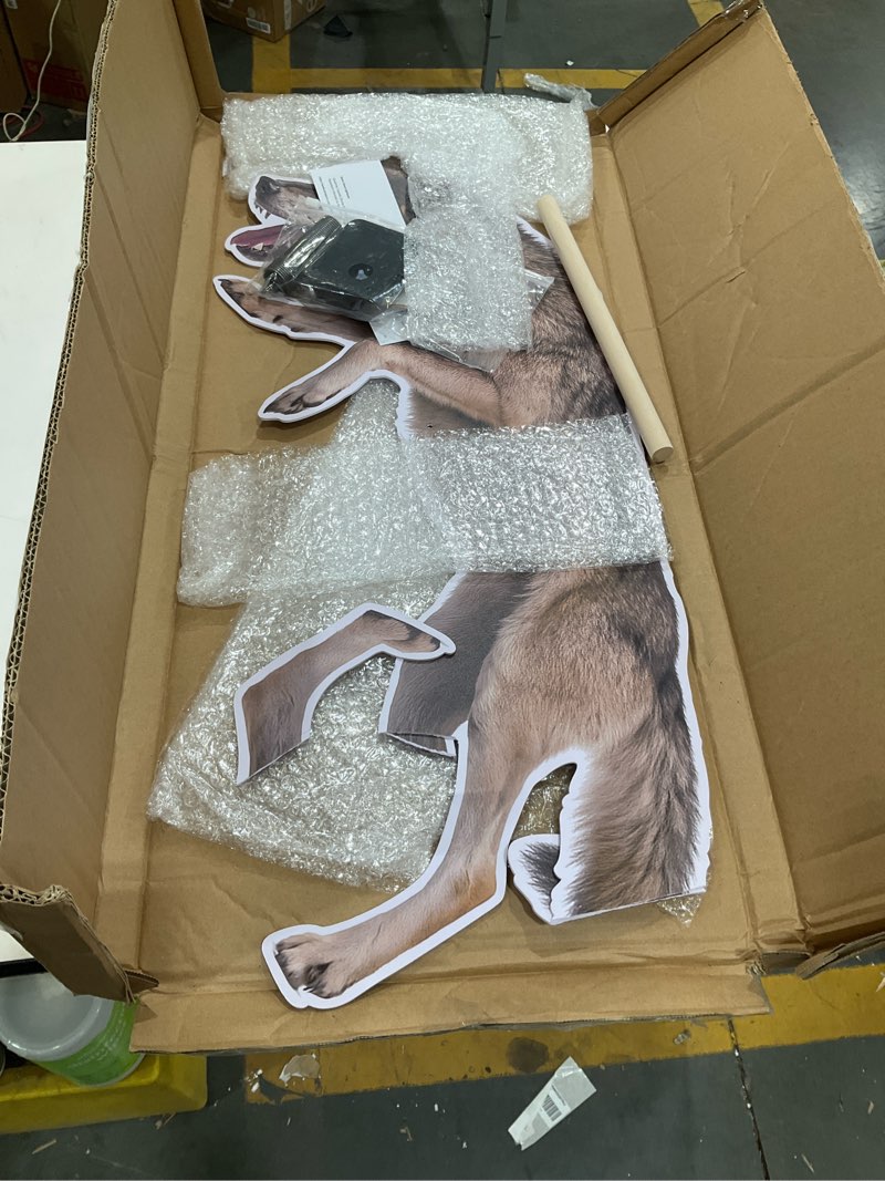 Condition photo showing As Is for qualirey coyote decoy to scare geese predator decoys repellent for geese deer goose deterrent fake coyote with solar powered repellent devices to keep away small animals (leaping wolf)