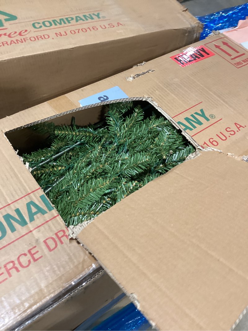 Condition photo showing Good Condition for National Tree Company 7.5 ft Pre-Lit Dunhill Fir Artificial Christmas Tree, 700 LED Lights, 2,514 Tips, Foot Pedal, 10 Light Functions, Includes Stand, Green