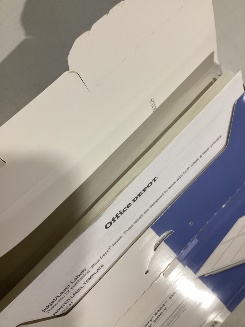 Condition photo showing Good Condition for office depot white inkjet/laser shipping labels, 3 1/3in. x 4in., box of 600, 505-o004-0010