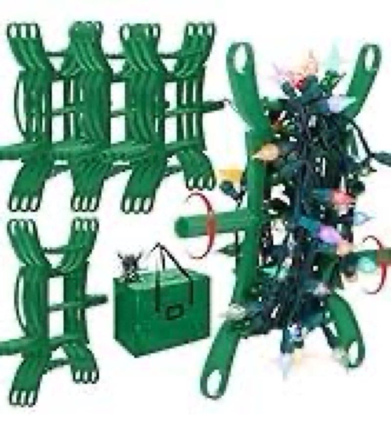 RUODON 12 Pack Christmas Lights Storage Holders with Storage Bag Hanging Rope Cord String Winder Organizer Holiday Lights Storage Hold Up to 164 Feet for Tree Lights, Electric Cords, Garlands (Green)