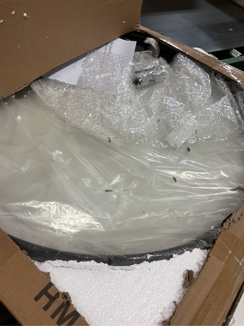 Condition photo showing Good Condition for Round Coffee Table,Small Black Coffee Table for Living Room,27" Modern Center Table,Glass Top Clear Coffee Table with Sturdy Metal Frame for for Living Room Home Office, Easy Assembly,Black Black Round