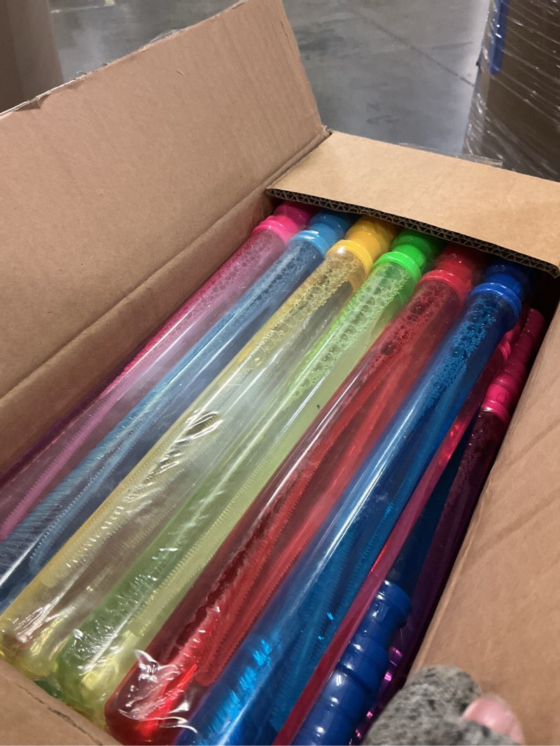 Condition photo showing Good Condition for 36pcs big bubble wands bulk for kids, 15 inches bubble wand bulk in 6 colors, bubble party favor supply for summer indoor/outdoor activities, easter, goodie bags, birthday 36 pack