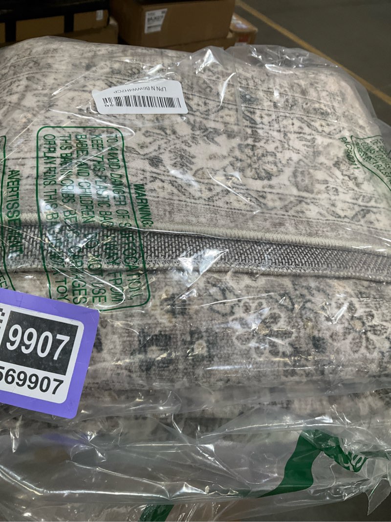 Condition photo showing New/Like New for Machine Washable Kitchen Runner Rugs: 2'6"x8' Hallway Rug Stain Resistant Non Slip Low Pile Soft Carpet Runners for Hallways Indoor Entryway Kitchen Laundry Room Bedroom Bathroom Farmhouse 2'6" x 8' (Rectangular) Brown Grey Cream