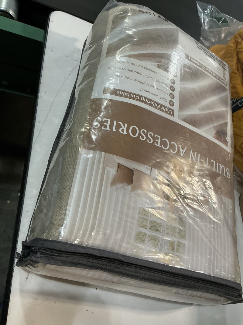 Condition photo showing New/Like New for pinch pleated blackout curtains 60 inches wide for living room, room darkening linen blend tan viral large window curtain for bedroom thermal soundproof greybeige drapes (60"w x 96"l x 2panels) greige 60"w x 96"l (pack of 2)