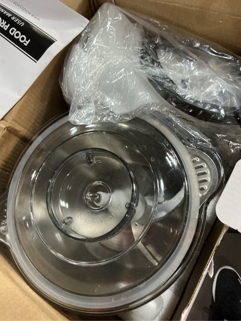 Condition photo showing New/Like New for koios food processor, 500w electric food chopper with 2 bowls (8 cup+8 cup) & 2 bi-level blades&, small electric grinder meat processor for nuts, meat, onion, garlic, baby food, black