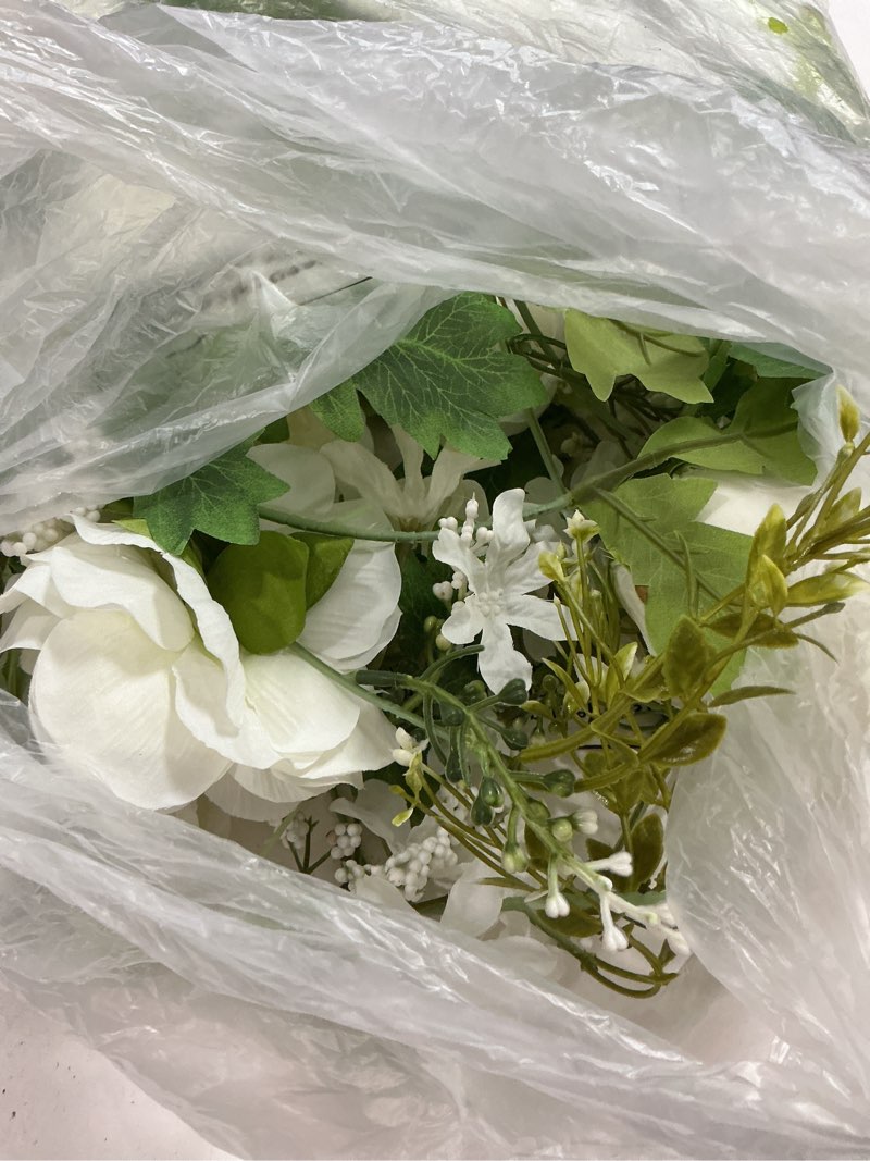 Condition photo showing As Is for dearhouse 2pack artificial peony flower garland - silk peony garland with white flowers for wedding party table decoration,6ft/strand white 2