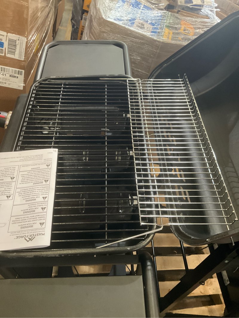 Condition photo showing As Is for master forge large 550-sq.in black 3 -burner liquid propane gas grill