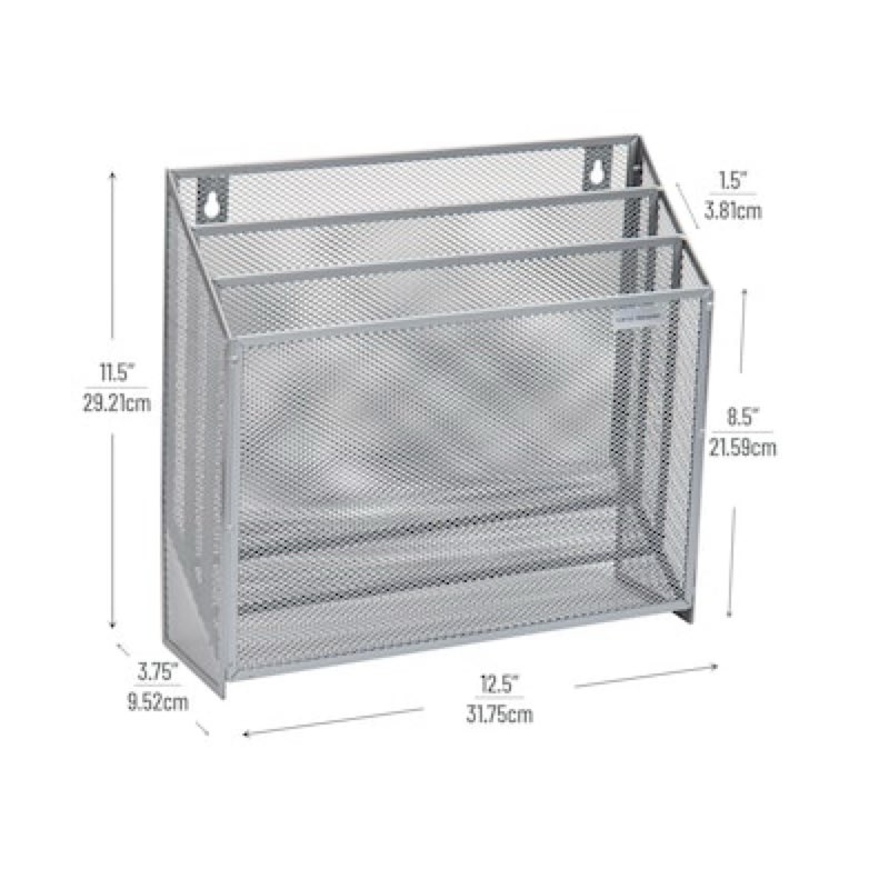 Mind Reader 3-Compartment Silver Metal File Organizer