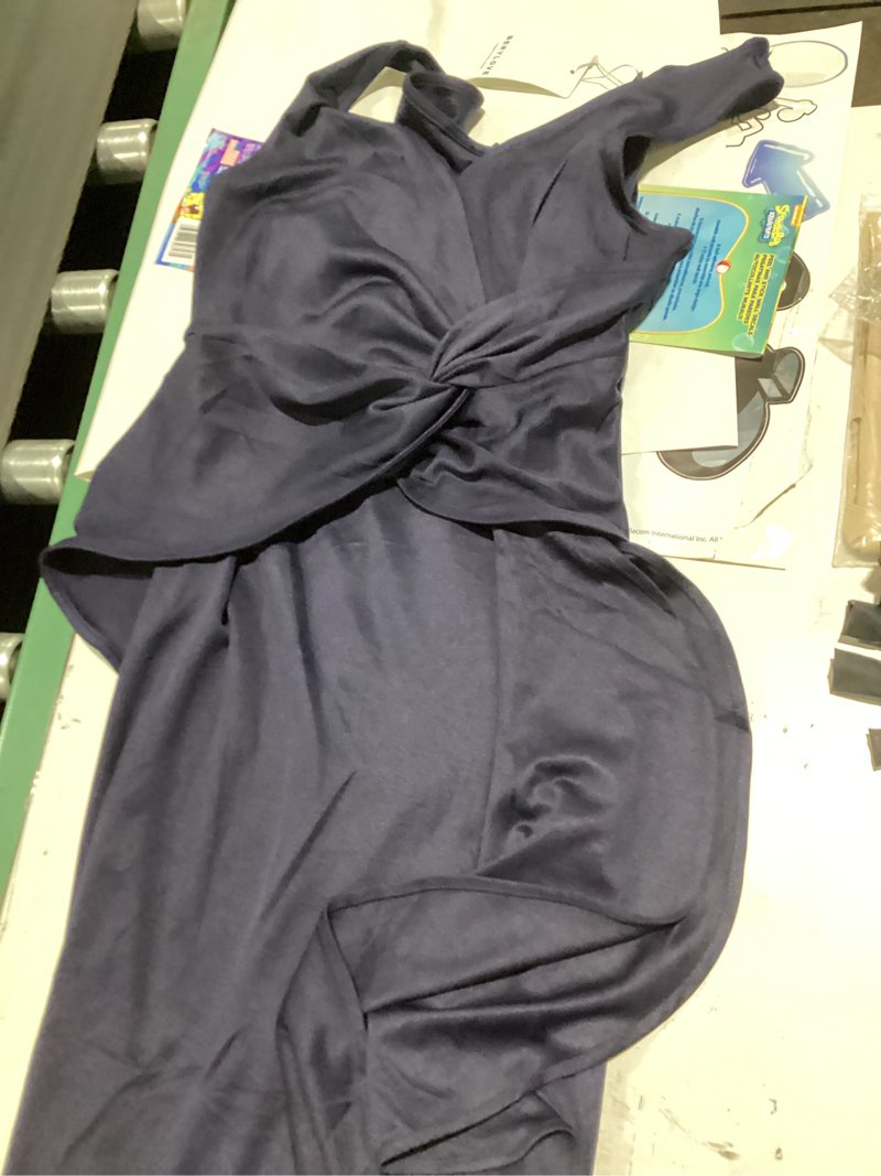 Condition photo showing Good Condition for berylove sequin formal wedding guest prom cocktail party long ruffle dresses sparkly evening mother of the bride dress large darkblue