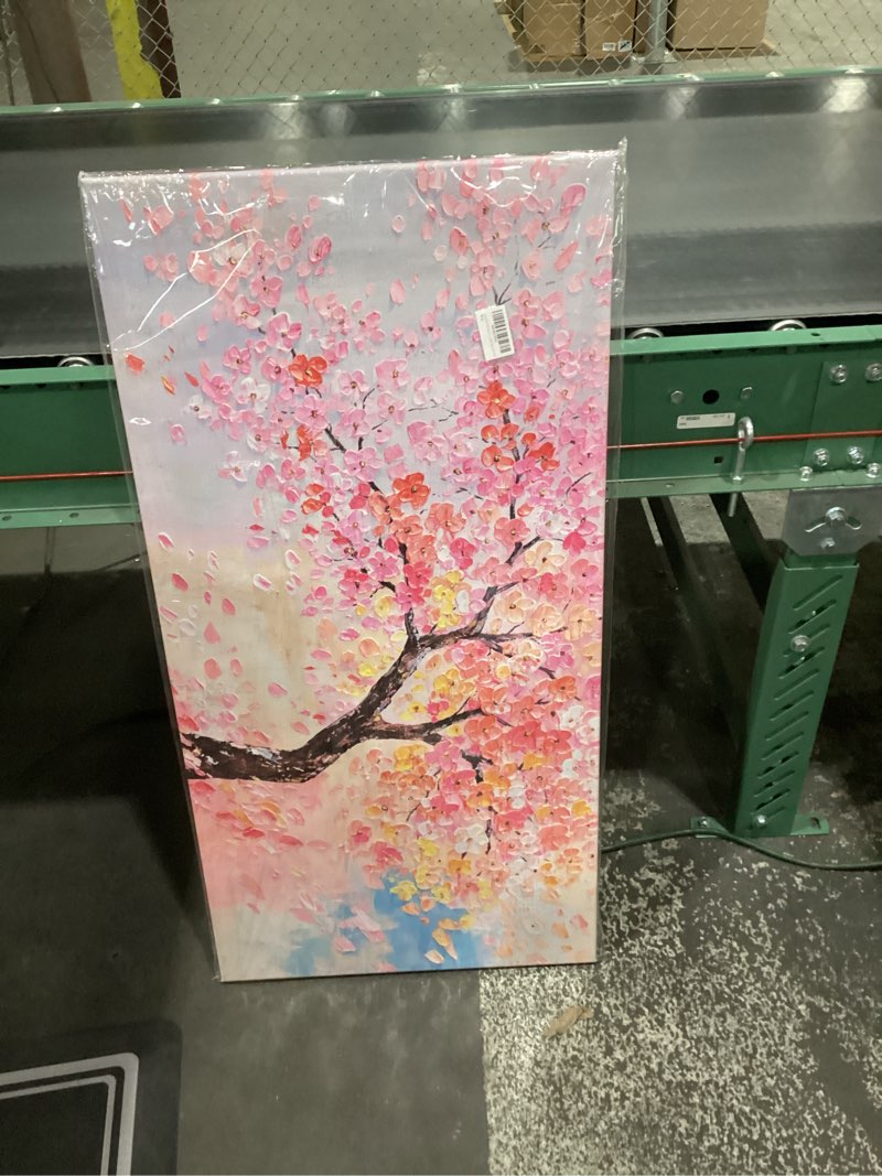 Canvas Wall Art Decor Abstract Canvas Art Wall Decor pink cherry blossom Wall Art Wall Art Pictures for Living Room Artwork for Walls Wall Art Prints Home Office Decor 20\"X40\" QLS-01B Wrapped Canvas 40\"L x 20\"W