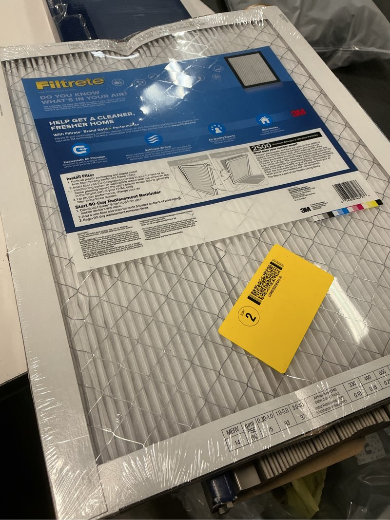 Condition photo showing New/Like New for filtrete 16 x 20 x 1 merv 14 2500 mpr premium allergen ultrafine particles electrostatic pleated air