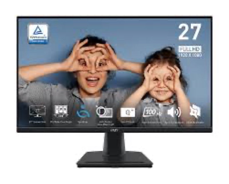 msi pro mp275 27-inch ips 1920 x 1080 (fhd) computer monitor, 100hz, free-synch, hdmi, vga port, ves