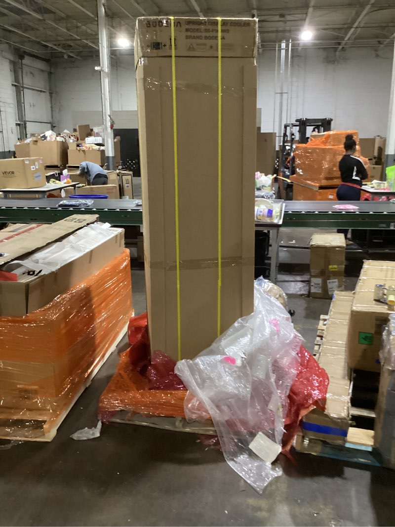 Condition photo showing New/Like New for BODEGACOOLER Commercial Merchandiser Refrigerator, 12.5 Cu.Ft Glass Door Display Refrigerator, Upright Beverage Cooler with Soft LED Light, Adjustable Shelves, 4 Strong Castors(Stainless Steel) 12.5 Cu. Ft Silvery white